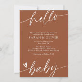 Elegante moderne script terracotta babyshower kaart (Voorkant)
