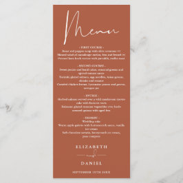 Elegante moderne script terracotta bruiloft diner menu