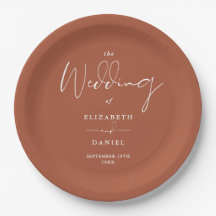 Elegante moderne script terracotta bruiloft