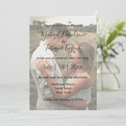 Elegante moderne script volledig vervaagde foto br kaart (Staand voorkant)