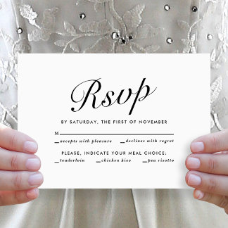 Elegante moderne script zwart-wit maaltijdkeuze RS Feestdagenkaart