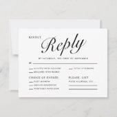 Elegante Moderne Script Zwart Wit Menu Keuze RSVP (Voorkant)