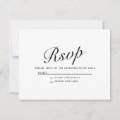 Elegante moderne script zwart + wit trouw-RSVP Feestdagenkaart (Voorkant)