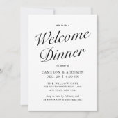 Elegante moderne script zwart + wit welkomstdiner feestdagenkaart (Voorkant)