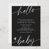 Elegante Moderne Script Zwart Witte Baby Shower Kaart (Voorkant)