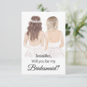 Elegante moderne scriptillustratie bruidsmeisje kaart (Staand voorkant)