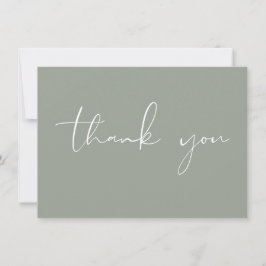 Elegante moderne scriptkalligrafie Sage Green Bedankkaart