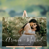 Elegante moderne scriptnamen Custom Photo Wedding Acryl Bord (Neutraal)