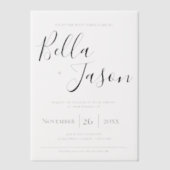 Elegante moderne scripttypografie Eenvoudige bruil Vellum Uitnodigingen (Voorkant)