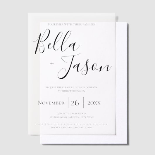 Elegante moderne scripttypografie Eenvoudige bruil Vellum Uitnodigingen (Offset)