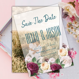 Elegante moderne scripttypografie Floral Wedding Vellum Uitnodigingen