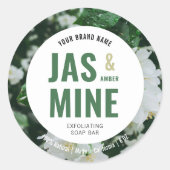 Elegante moderne scrub zeep lotion label met foto (Voorkant)