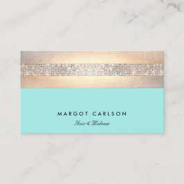 Elegante Moderne Sequin en Goud Gestreepte Turquoi Visitekaartje