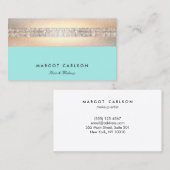 Elegante Moderne Sequin en Goud Gestreepte Turquoi Visitekaartje (Voorkant / Achterkant)