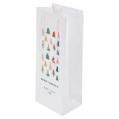 Elegante moderne set van groene kerstbomen wijn cadeautas (Voorkant Gekanteld)