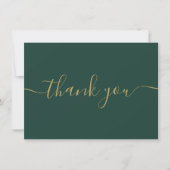 Elegante moderne simpele script in smaragd en goud bedankkaart (Voorkant)