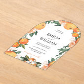 Elegante moderne Sinaasappels citrus huwelijksuitn Acryl Uitnodigingen (Laagn)