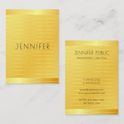 Elegante moderne Sjabloon Faux Gold Premium dik Visitekaartje (Voorkant / Achterkant)
