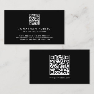 Elegante moderne Sjabloon QR-code zwart-wit Visitekaartje