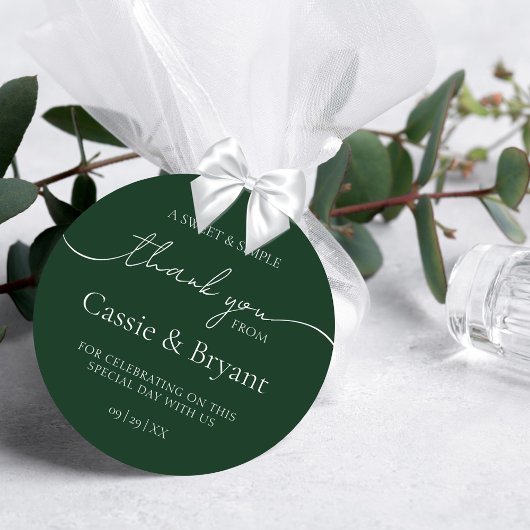 Elegante moderne smaragd groene bruiloft dank u ronde sticker