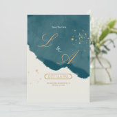 Elegante Moderne Smaragdgroen Save The Date (Staand voorkant)