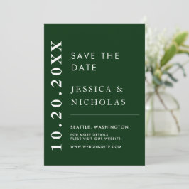 Elegante moderne smaragdgroene eenvoudige trouwfot save the date