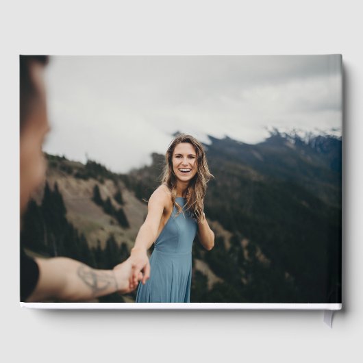 Elegante moderne Smoky Blue Navy bruiloft gastenbo Gastenboek (Achterkant)