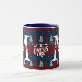Elegante Moderne Sneeuwman Monogram Kerstvakantie Mok