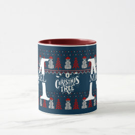 Elegante Moderne Sneeuwman Monogram Kerstvakantie Mok