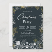 Elegante moderne sneeuwvlok Dark Navy kerstfeest Kaart (Voorkant)