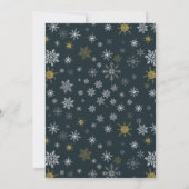 Elegante moderne sneeuwvlok Dark Navy kerstfeest Kaart (Achterkant)