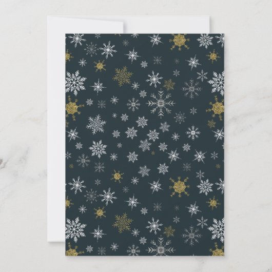 Elegante moderne sneeuwvlok Dark Navy kerstfeest Kaart (Achterkant)