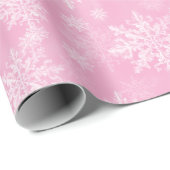 Elegante moderne sneeuwvlok patroon roze Kerstmis Cadeaupapier (Rol Hoek)