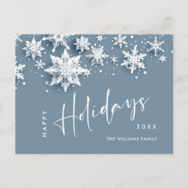 Elegante moderne sneeuwvlokken kerstvakantie briefkaart