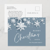 Elegante moderne sneeuwvlokken kerstvakantie briefkaart (Voorkant / Achterkant)