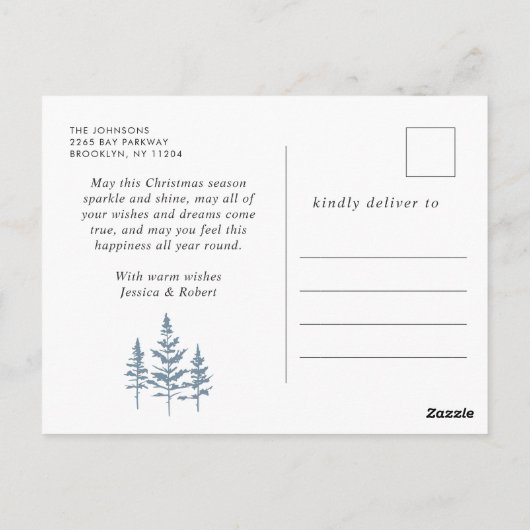 Elegante moderne sneeuwvlokken kerstvakantie briefkaart (Achterkant)