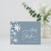 Elegante moderne sneeuwvlokken kerstvakantie briefkaart (Staand voorkant)