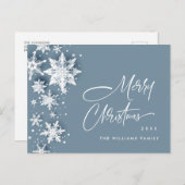 Elegante moderne sneeuwvlokken kerstvakantie briefkaart (Voorkant / Achterkant)