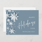 Elegante moderne sneeuwvlokken kerstvakantie briefkaart (Voorkant / Achterkant)