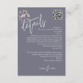 Elegante moderne sombere grijze trouwdetails QR-co Informatiekaartje (Voorkant)