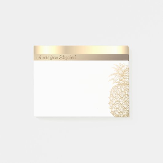 Elegante Moderne Stijl Gouden Ananas - Persoonlijk Post-it® Notes (Voorkant)