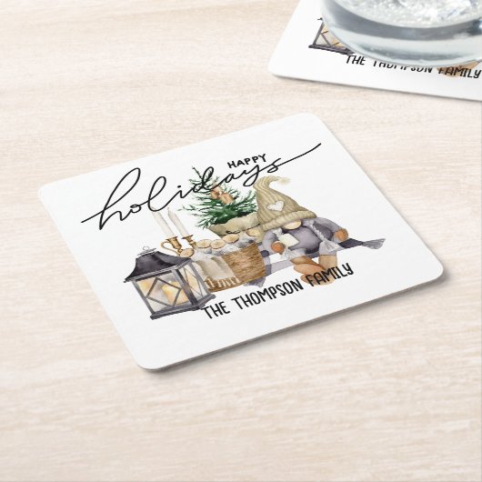 Elegante moderne stijl met script Waterverf Santa Kartonnen Onderzetters (Schuin)