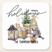 Elegante moderne stijl met script Waterverf Santa Kartonnen Onderzetters (Voorkant)