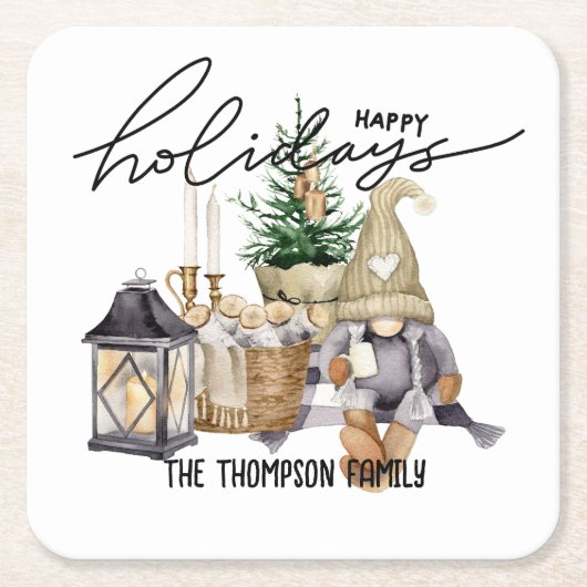 Elegante moderne stijl met script Waterverf Santa Kartonnen Onderzetters (Voorkant)