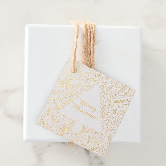 Elegante moderne stijlvolle gouden vrolijke kerstb bedankjes labels (Met doos)