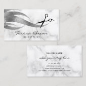Elegante moderne stijlvolle zilveren schaar haarst visitekaartje (Voorkant / Achterkant)