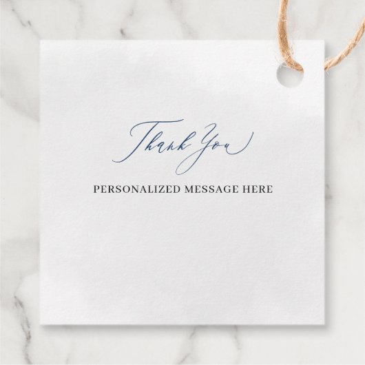 Elegante moderne stoffige blauwe bloem zoet 16 bedankjes labels (Achterkant)