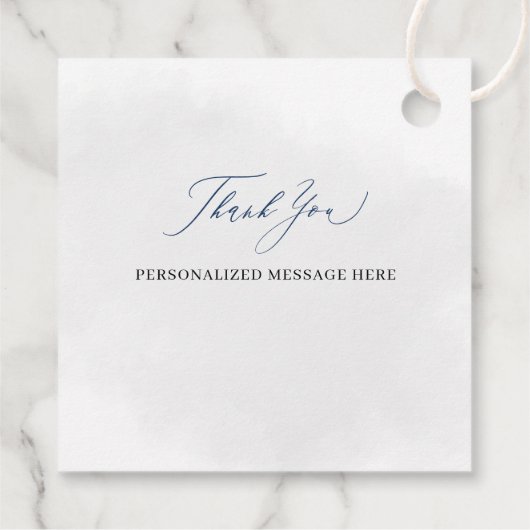 Elegante moderne stoffige blauwe bloemen Quinceañe Bedankjes Labels (Achterkant)