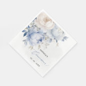 Elegante moderne stoffige blauwe bloemen Quinceañe Servet (Hoek)