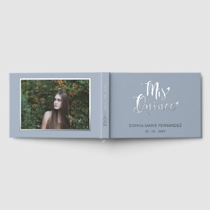 Elegante moderne stoffige blauwe foto quinceañera gastenboek